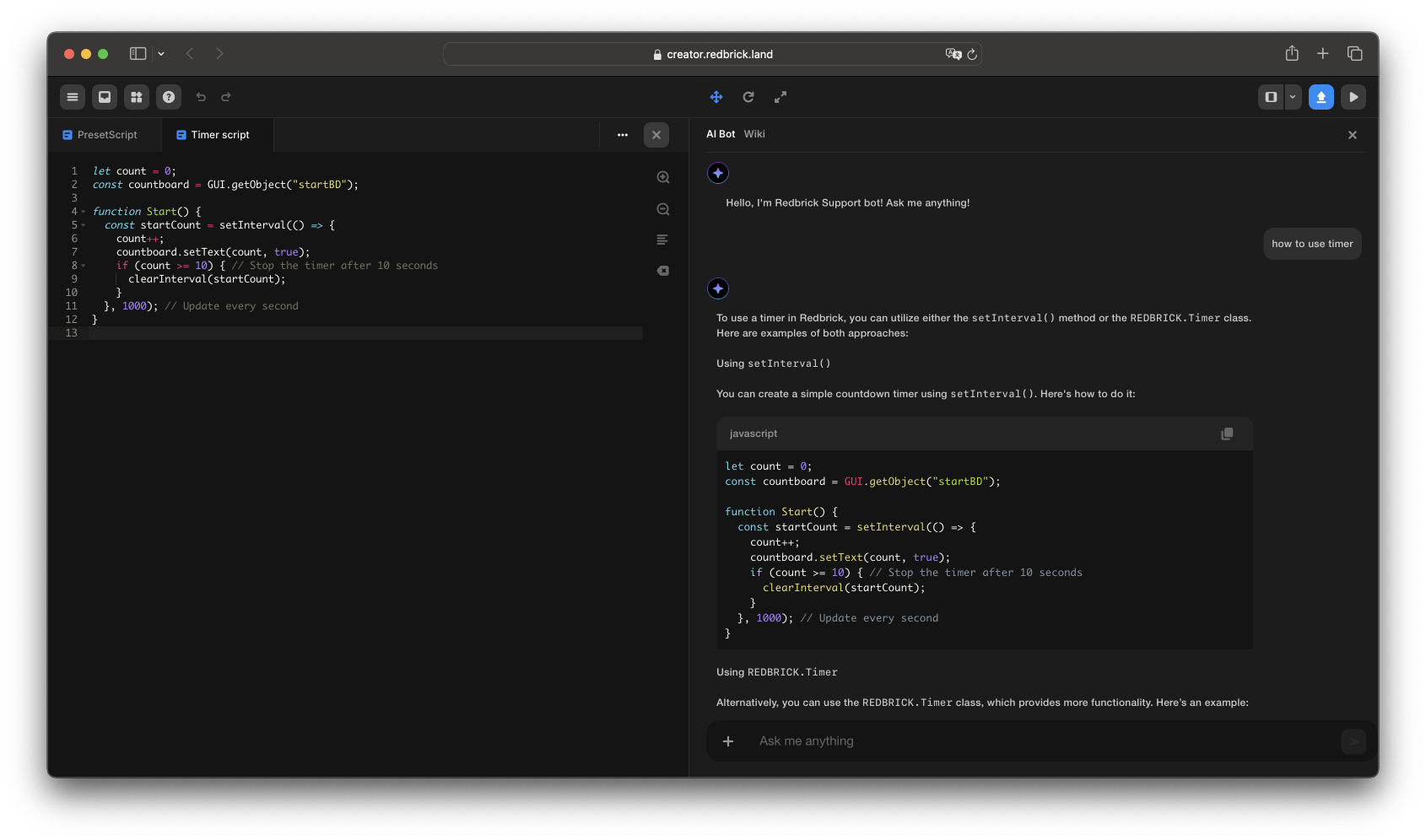 Redbrick Studio editor